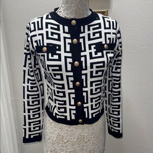Elegant Black and White Women's Cardigan